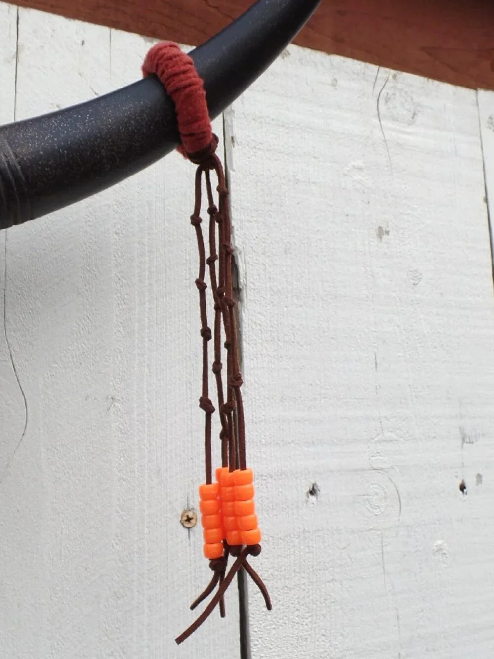 Hand Crafted SUEDE Hair Tie BEADED KNOTTED
